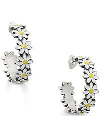 James Avery Large Enamel Floral Hoop Earrings