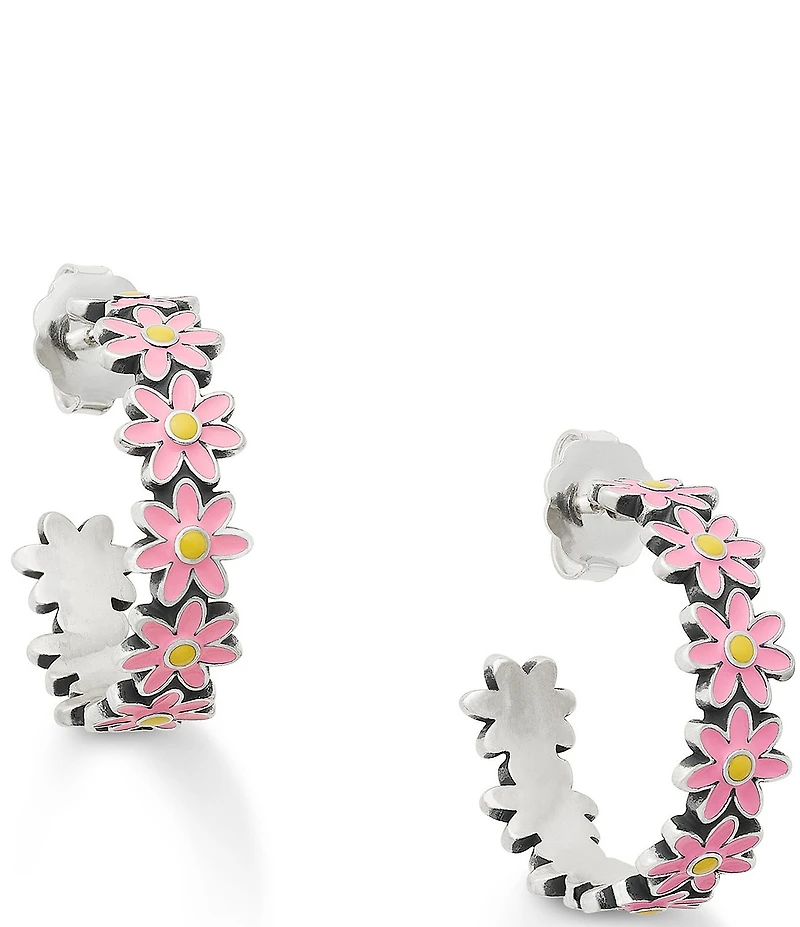 James Avery Large Enamel Floral Hoop Earrings