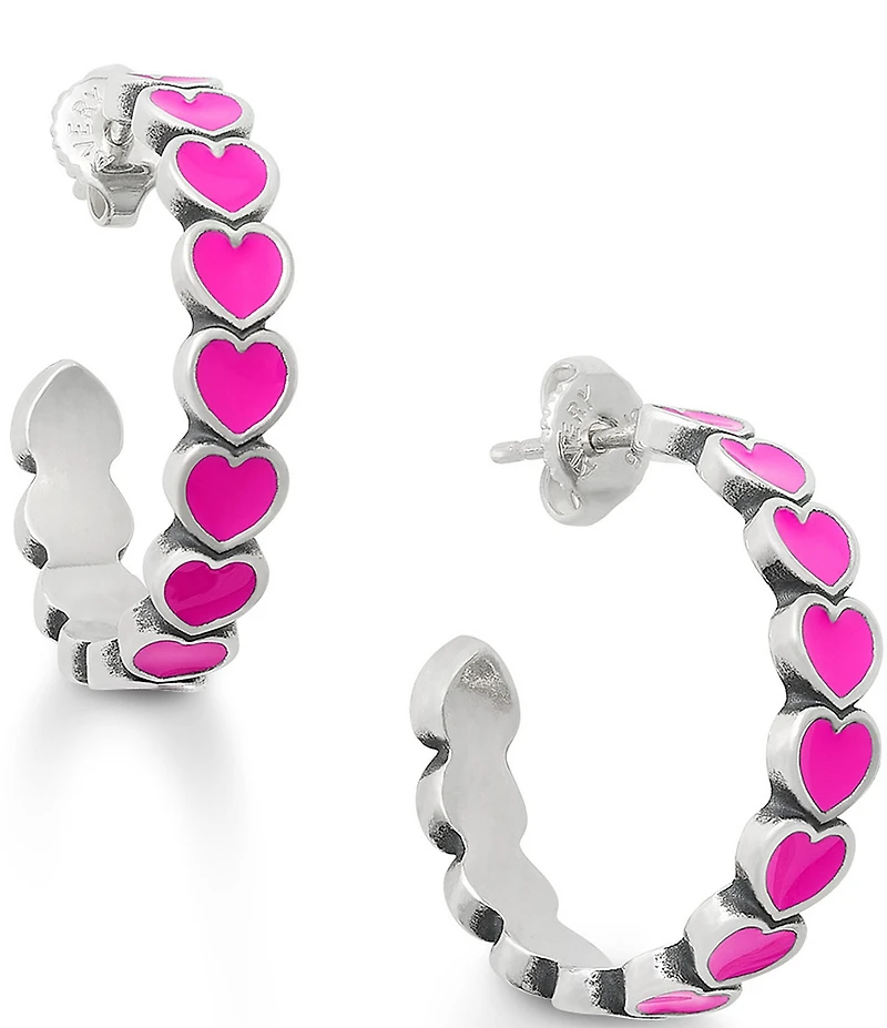 James Avery Medium Enamel Connected Hearts Hoop Earrings