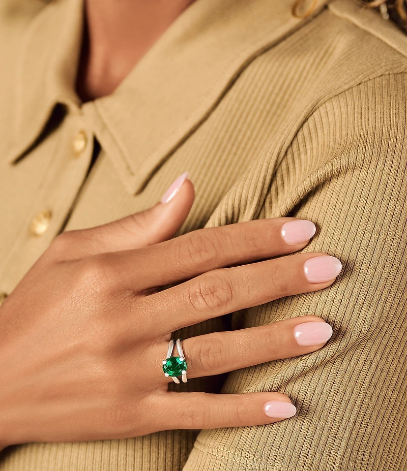 James Avery Oval Lab-Created Emerald Gemstone Ring