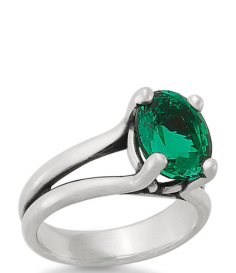 James Avery Oval Lab-Created Emerald Gemstone Ring