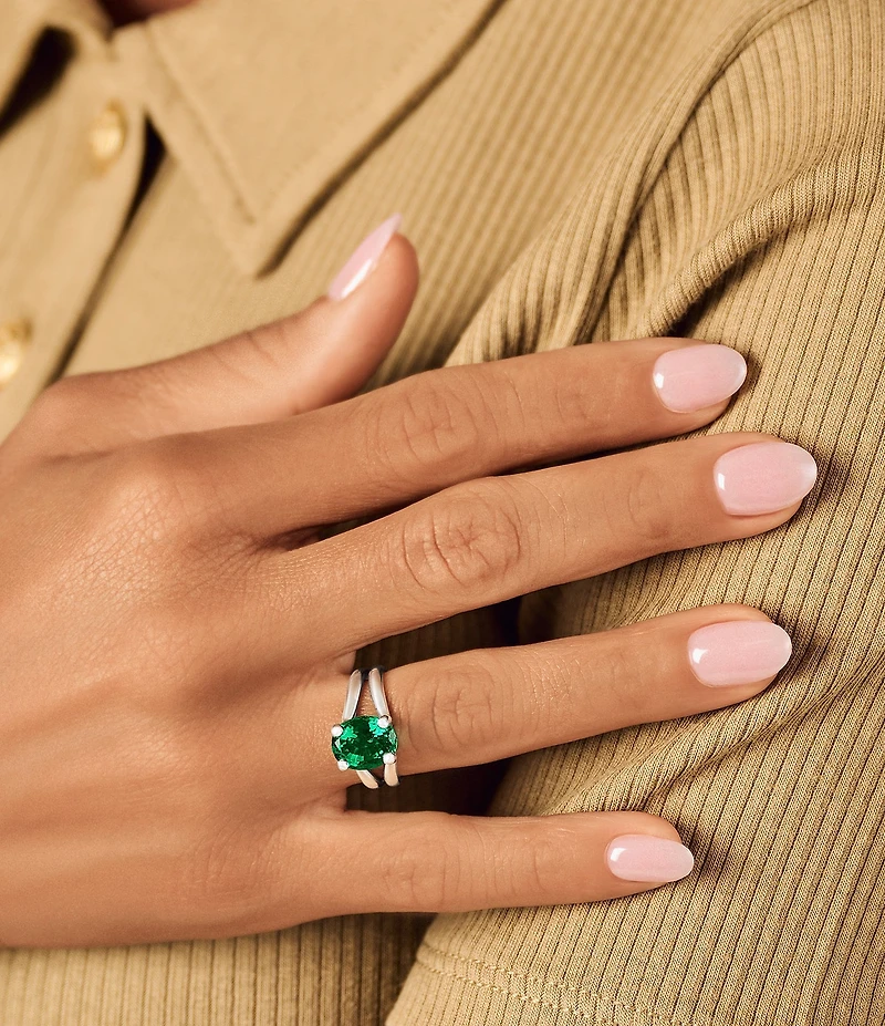 James Avery Oval Lab-Created Emerald Gemstone Ring
