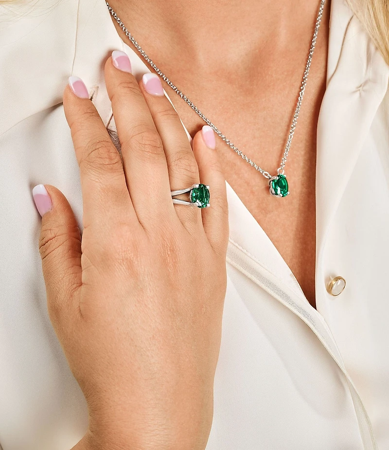 James Avery Oval Lab-Created Emerald Gemstone Ring