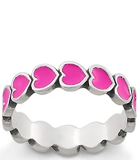 James Avery Pink Enamel Connected Hearts Band Ring