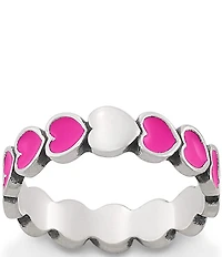 James Avery Pink Enamel Connected Hearts Band Ring