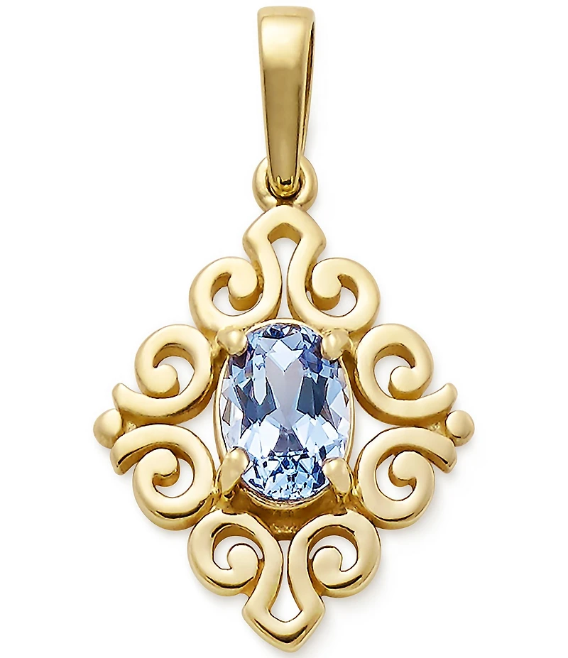 James Avery 14K Gold June Birthstone Scrolled Pendant