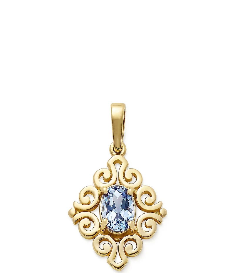 James Avery 14K Gold Scrolled Lab-Created Birthstone Pendant