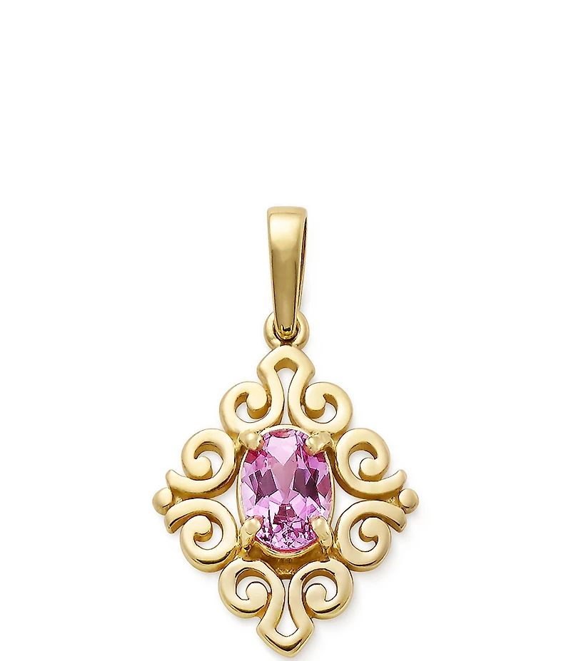 James Avery 14K Gold Scrolled Lab-Created Birthstone Pendant