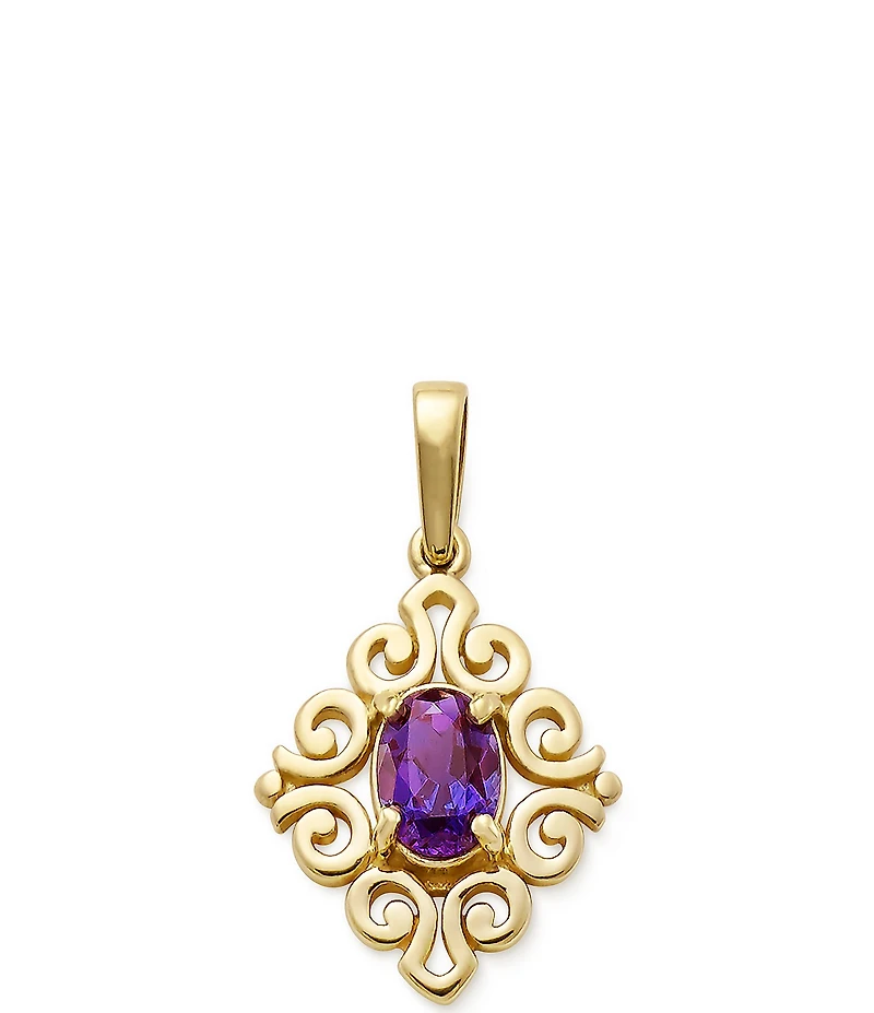James Avery 14K Gold Scrolled Lab-Created Birthstone Pendant