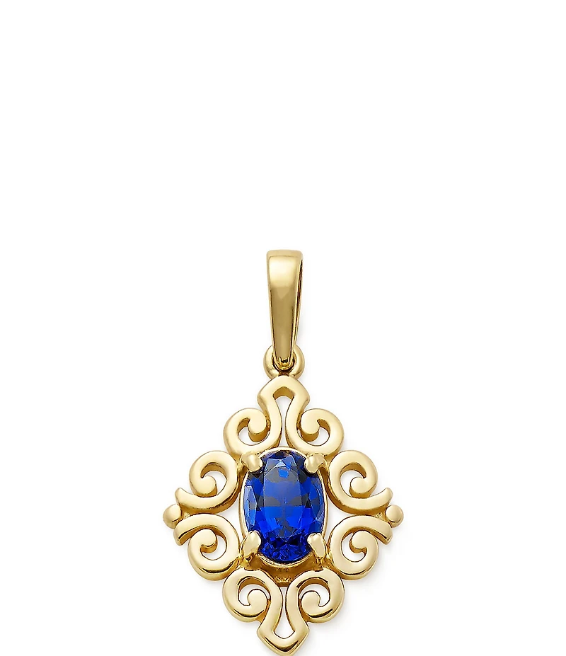 James Avery 14K Gold Scrolled Lab-Created Birthstone Pendant