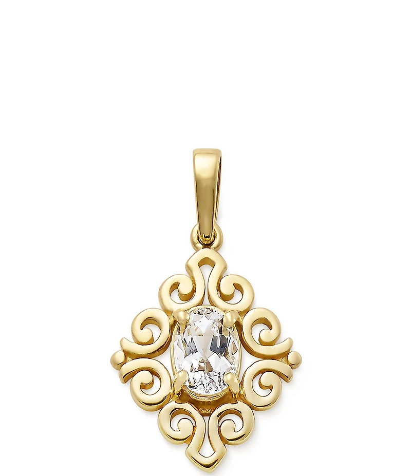 James Avery 14K Gold Scrolled Lab-Created Birthstone Pendant