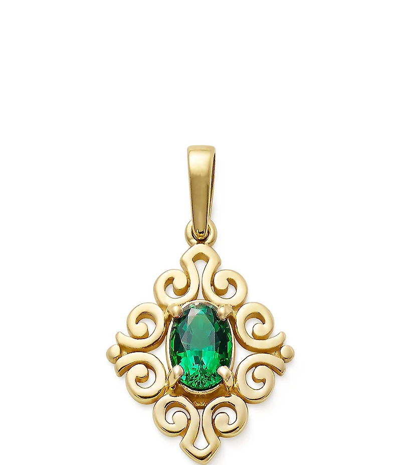 James Avery 14K Gold Scrolled Lab-Created Birthstone Pendant