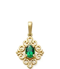 James Avery 14K Gold Scrolled Lab-Created Birthstone Pendant