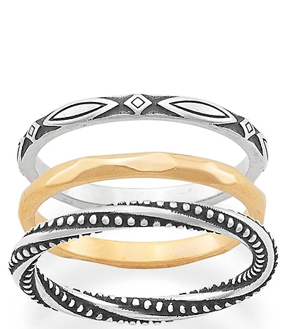 James Avery Silver and 14K Gold Connected Circles Ring Set