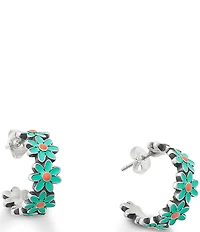James Avery Small Enamel Floral Hoop Earrings