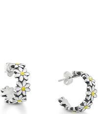 James Avery Small Enamel Floral Hoop Earrings