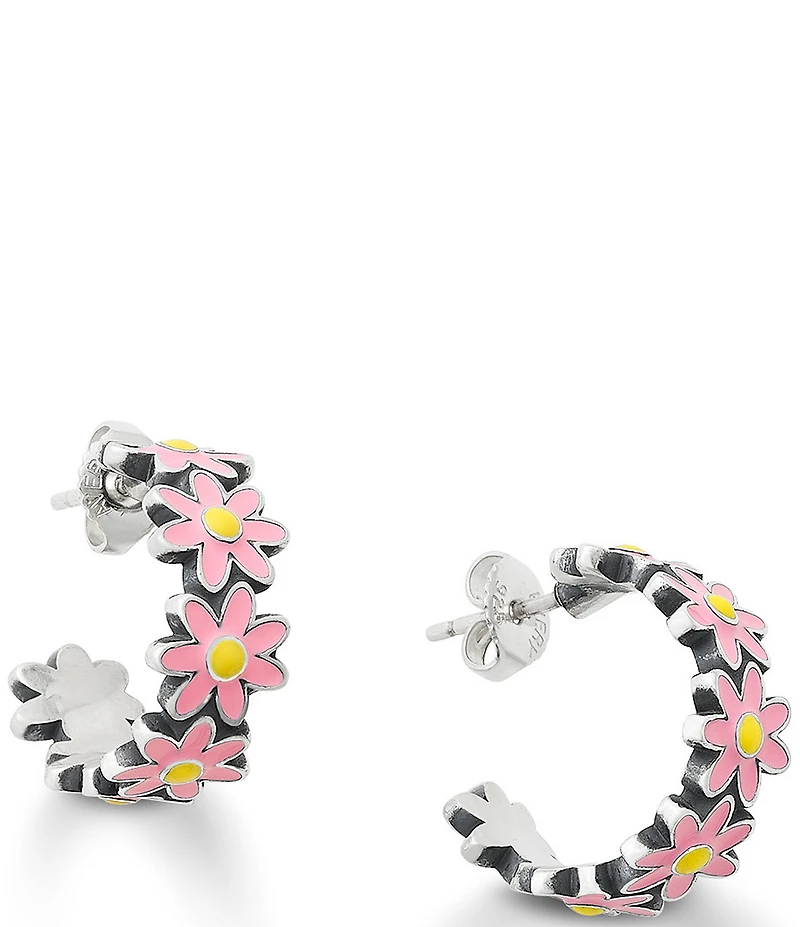 James Avery Small Enamel Floral Hoop Earrings