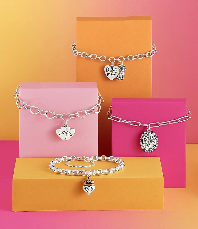 James Avery Sterling Silver Connected Hearts Charm Bracelet