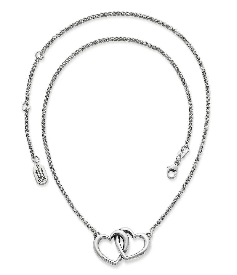 James Avery Sterling Silver Double Heart Linked Necklace