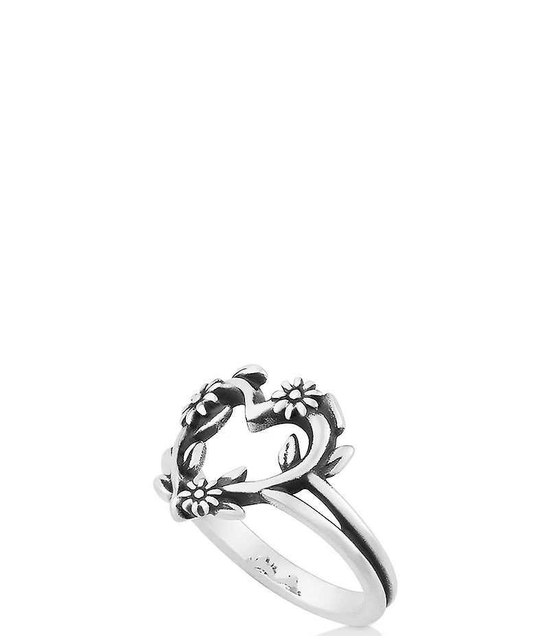 James Avery Sterling Silver Flowering Vines Heart Ring