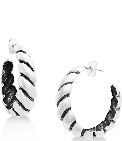 James Avery Sterling Silver Half Twist Puffy Hoop Earrings