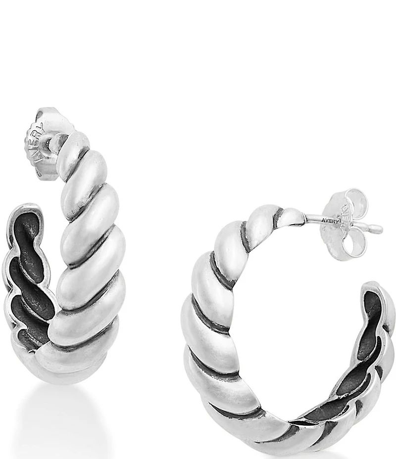 James Avery Sterling Silver Half Twist Puffy Hoop Earrings