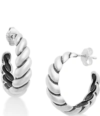 James Avery Sterling Silver Half Twist Puffy Hoop Earrings