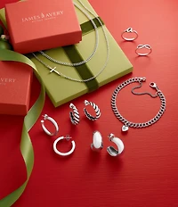 James Avery Sterling Silver Half Twist Puffy Hoop Earrings