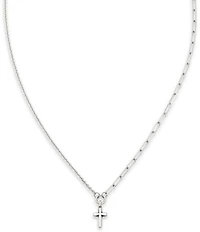 James Avery Sterling Silver Paired Chains Cross Short Pendant Necklace