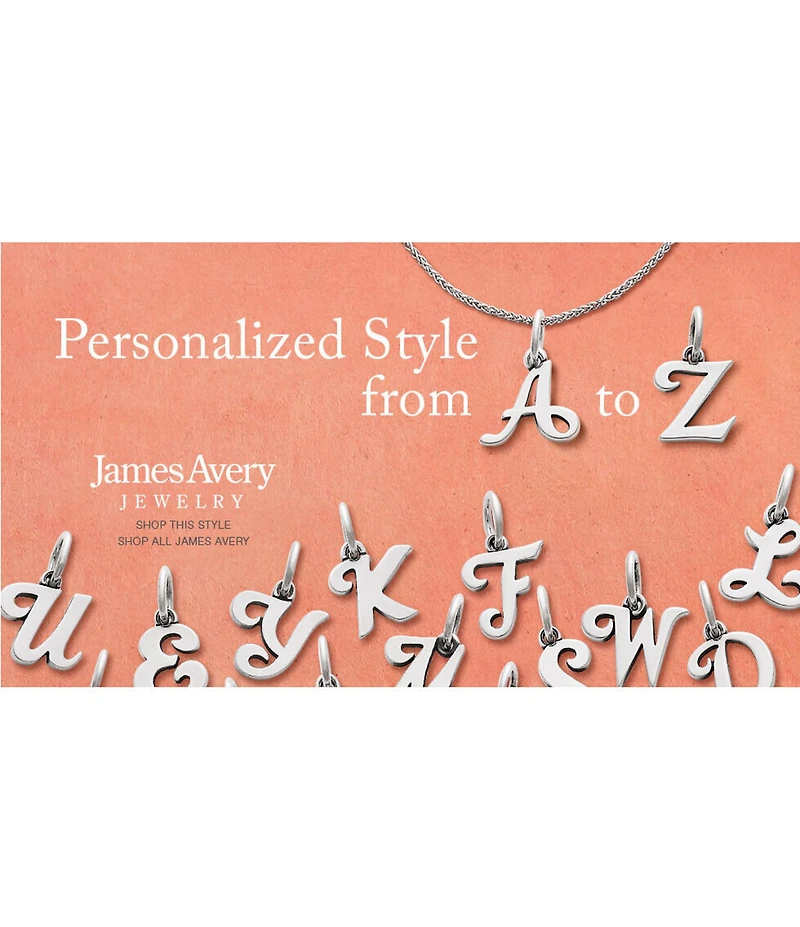 James Avery Sterling Silver Script Initial Bracelet or Necklace Charm