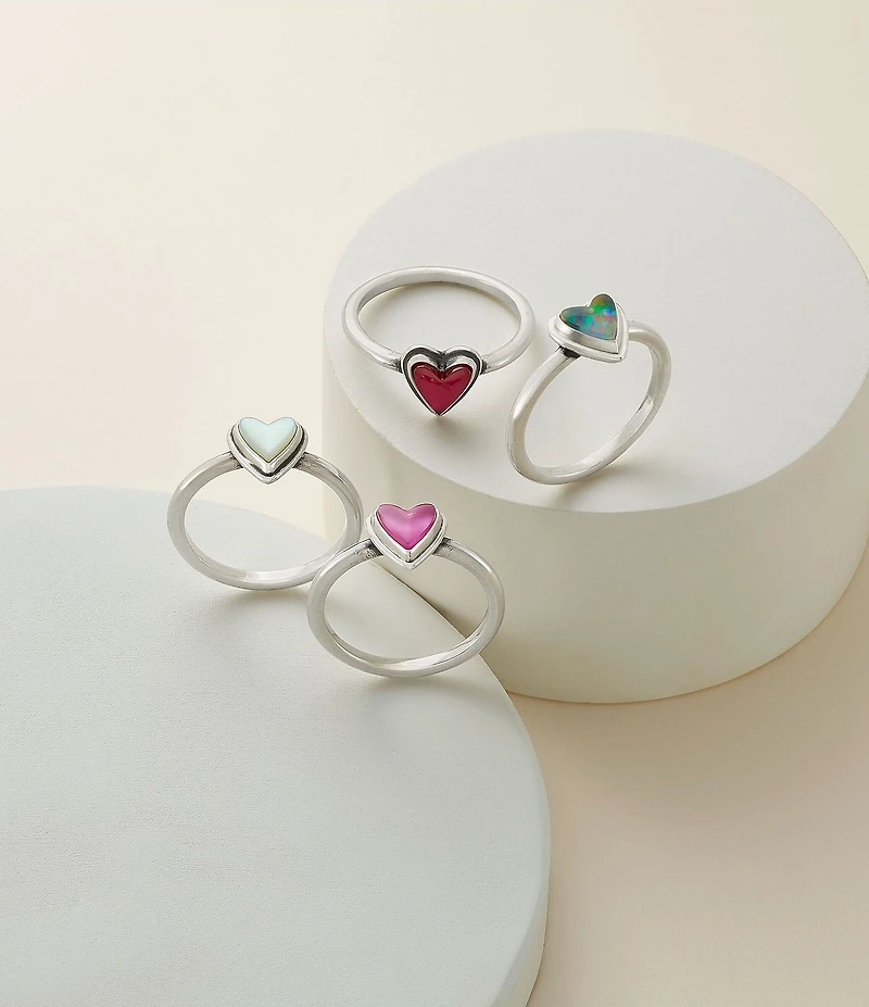 James Avery Sweetheart Green Opal Heart Doublet Ring