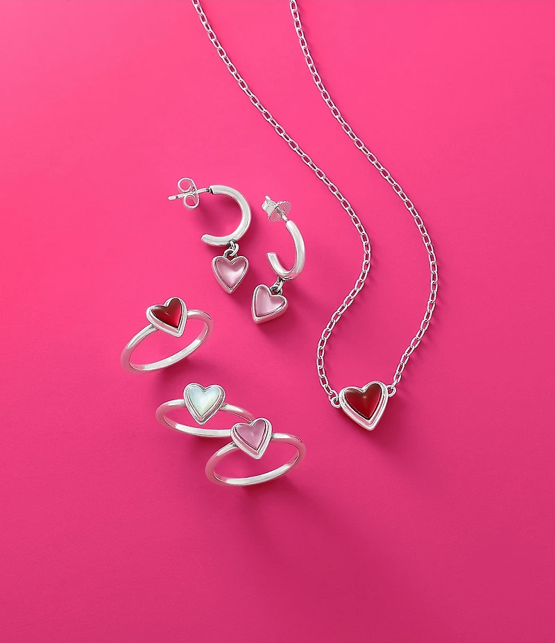 James Avery Sweetheart Rouge Doublet Heart Hoop Ear Posts