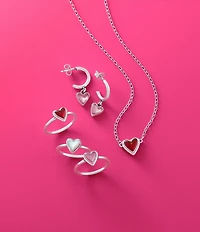 James Avery Sweetheart Rouge Doublet Heart Hoop Ear Posts