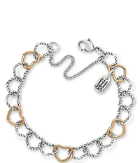 James Avery Twisted Wire Two Tone Connected Hearts Chain Charm Bracelet