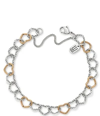 James Avery Twisted Wire Two Tone Connected Hearts Chain Charm Bracelet