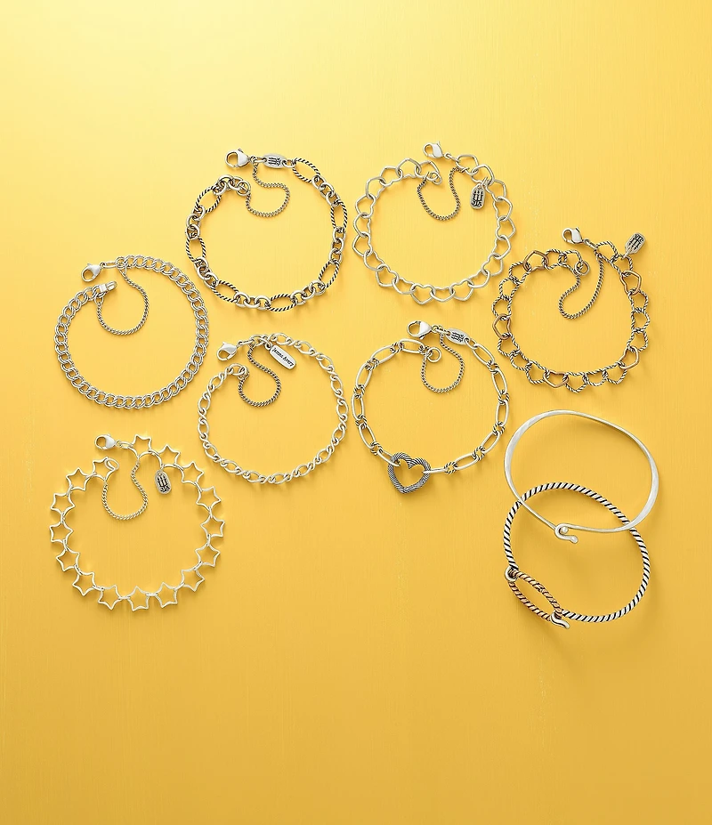 James Avery Twisted Wire Two Tone Connected Hearts Chain Charm Bracelet
