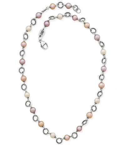 James Avery Twisted Wire Link Necklace with Cultured Pearls