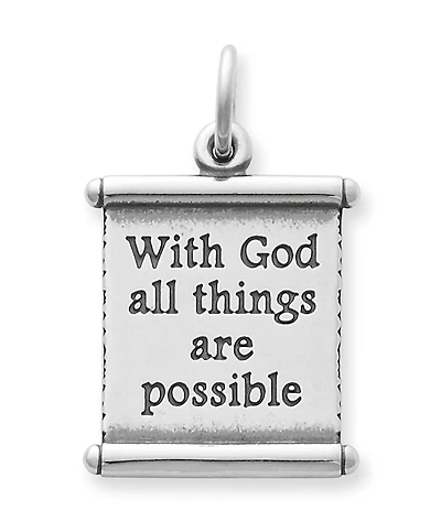 James Avery With God All Things Are Possible Scripture Scroll Sterling Silver Charm