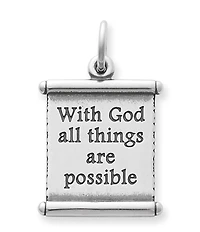 James Avery With God All Things Are Possible Scripture Scroll Sterling Silver Charm