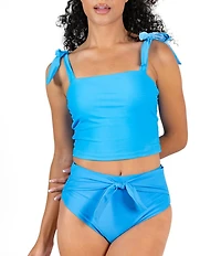 Janela Bay Blue High Waist Tie Front Swim Bottom