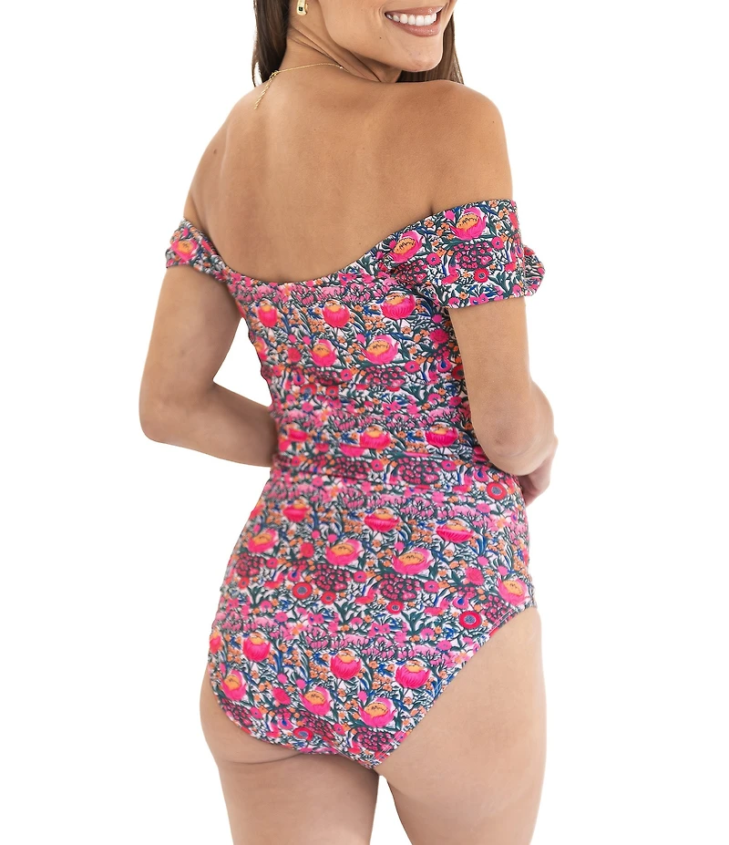 Janela Bay Floral Off-The-Shoulder One Piece Swimsuit