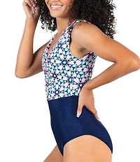 Janela Bay La Valencia V-Neck Open Back Ruched One Piece Swimsuit