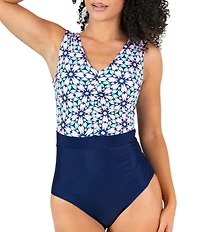 Janela Bay La Valencia V-Neck Open Back Ruched One Piece Swimsuit