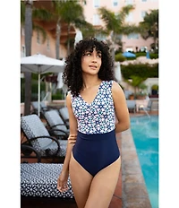 Janela Bay La Valencia V-Neck Open Back Ruched One Piece Swimsuit