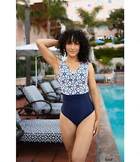 Janela Bay La Valencia V-Neck Open Back Ruched One Piece Swimsuit