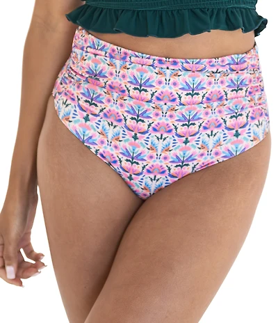 Janela Bay Mango Blossom Shirred High Waist Swim Bottom