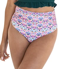 Janela Bay Mango Blossom Shirred High Waist Swim Bottom