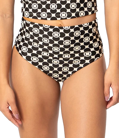 Janela Bay Retro Geometric Circles High Waist Swim Bottom