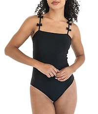 Janela Bay Solid Bow Straps One Piece Swimsuit