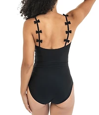 Janela Bay Solid Bow Straps One Piece Swimsuit
